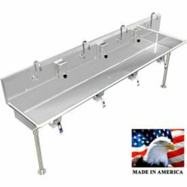 Best Sheet Metal. BSM Inc. Stainless Steel Sink, 4 User w/Knee Valve Operated Valves Straight Legs 80"L X 20"W X 8"D 043K80208L